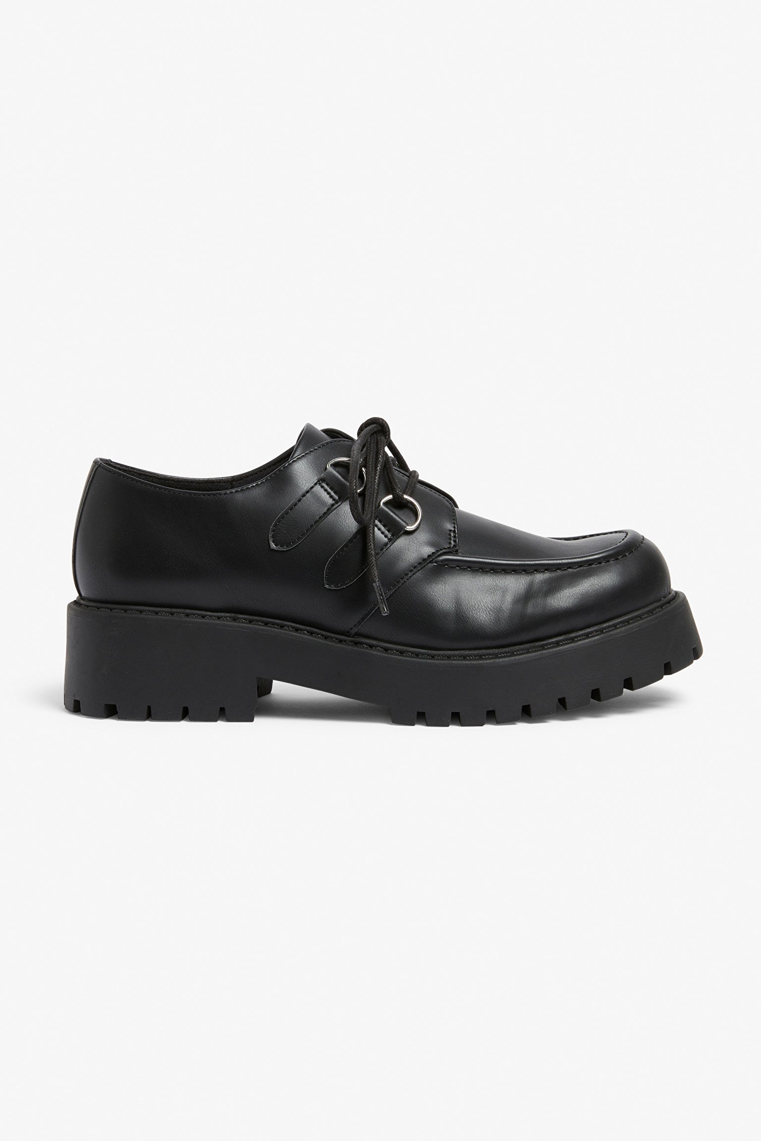 MONKI LACE-UP LEATHER SHOES IN BLACK