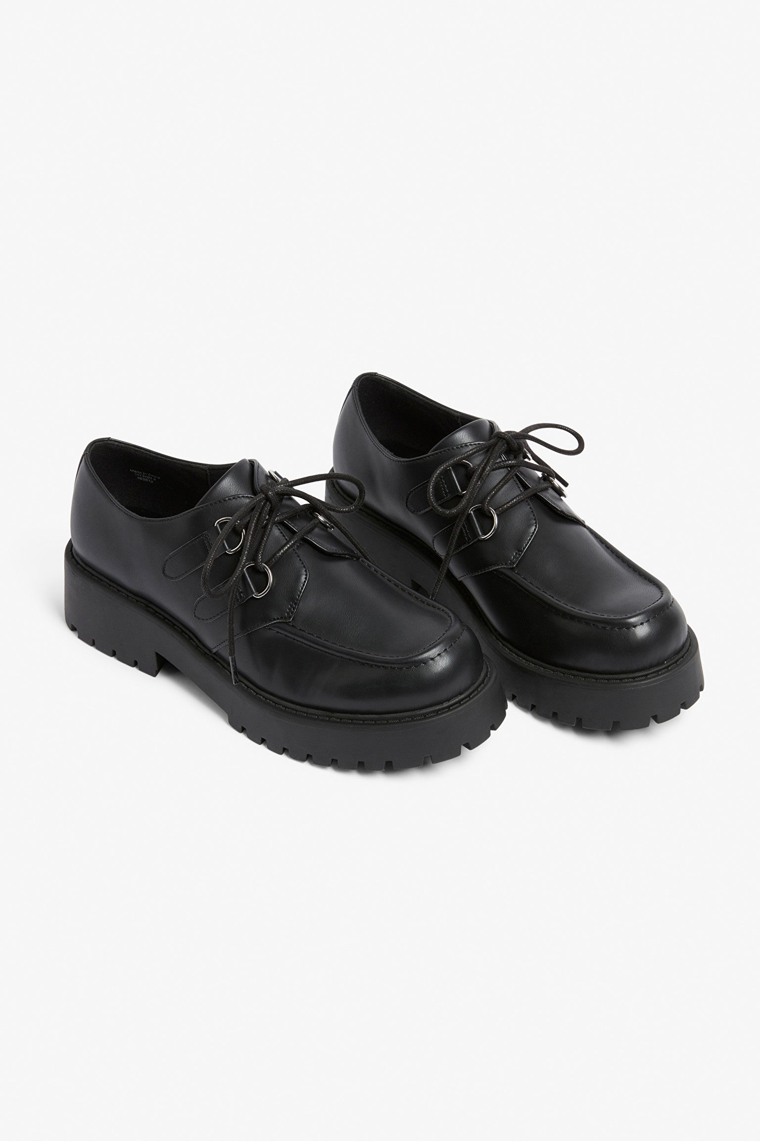 MONKI LACE-UP LEATHER SHOES IN BLACK