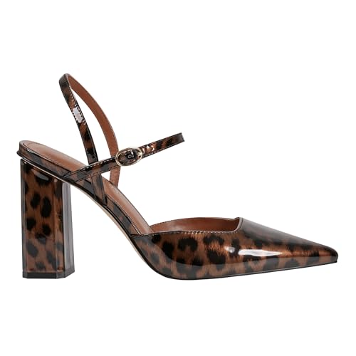 Marc Fisher Pointed Toe Block Heel Pump in Brown