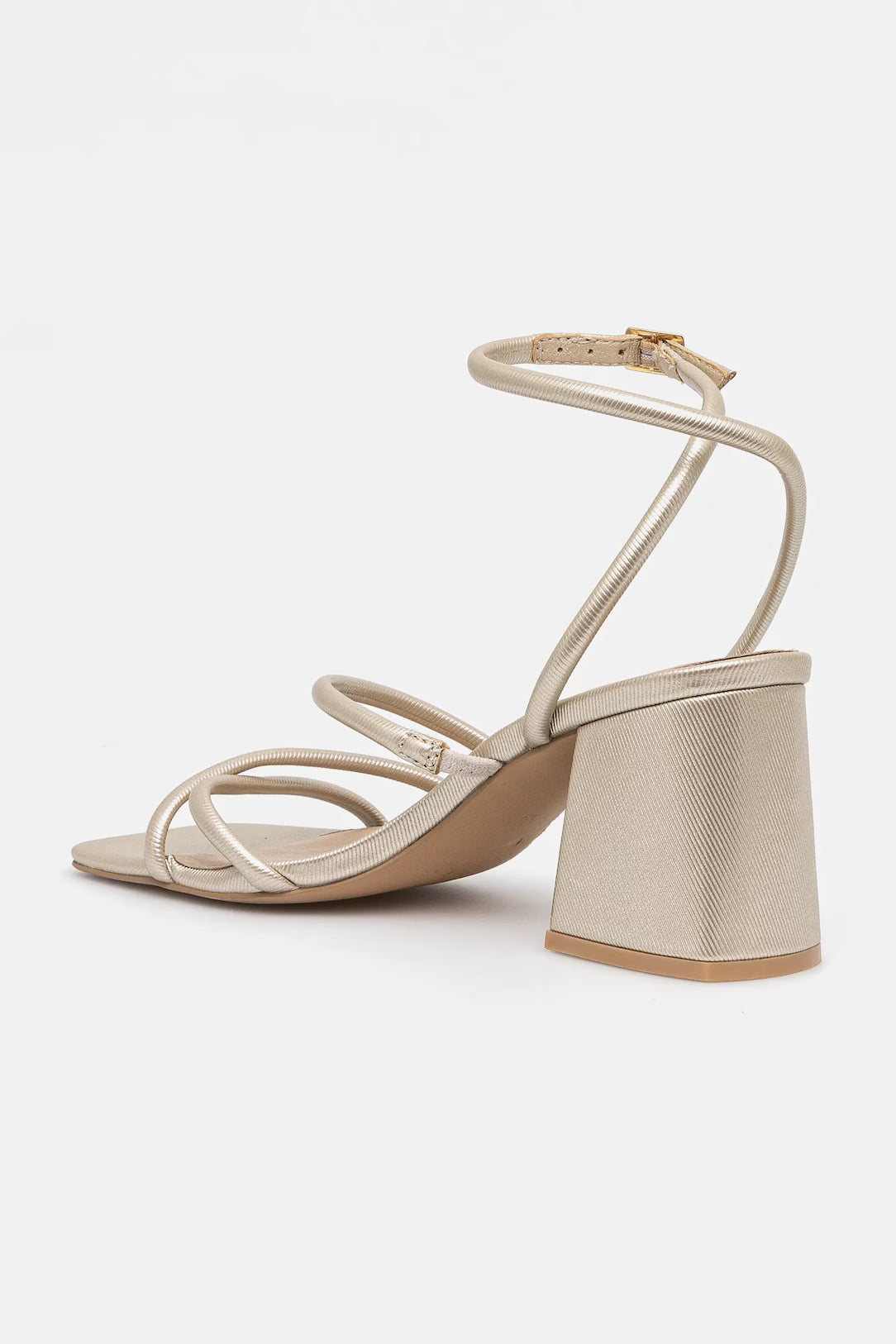 Medicine Strappy Block Heel Sandal in Gold