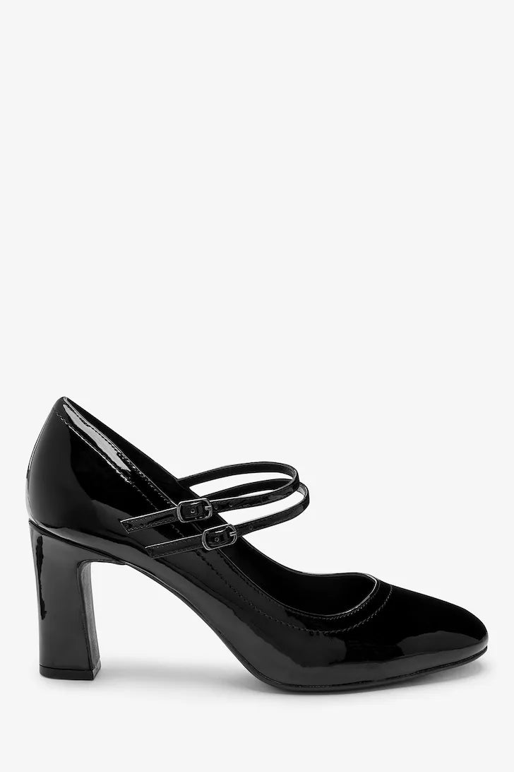 NEXT BLACK PATENT ALMOND TOE MARYJANES