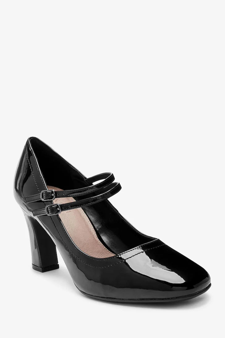 NEXT BLACK PATENT ALMOND TOE MARYJANES