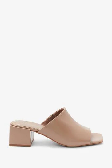 NEXT BROWN LOW BLOCK HEEL MULE