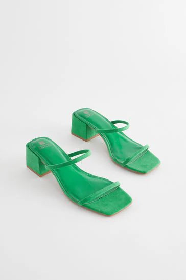 NEXT GREEN DOUBLE STRAP BLOCK HEEL SANDAL