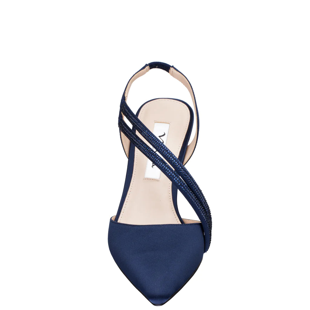NINA NAVY TANSY LUSTER SATIN COURT HEELS