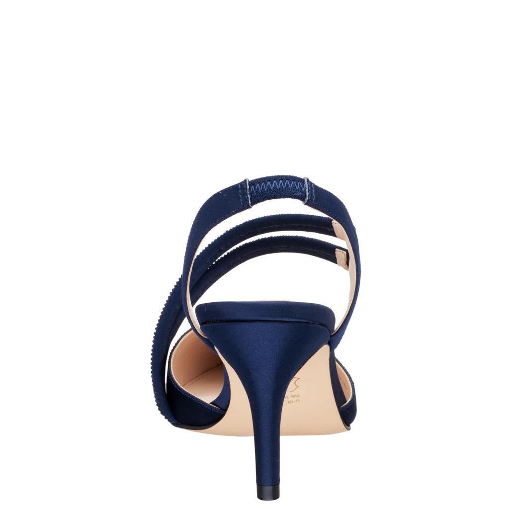 NINA NAVY TANSY LUSTER SATIN COURT HEELS
