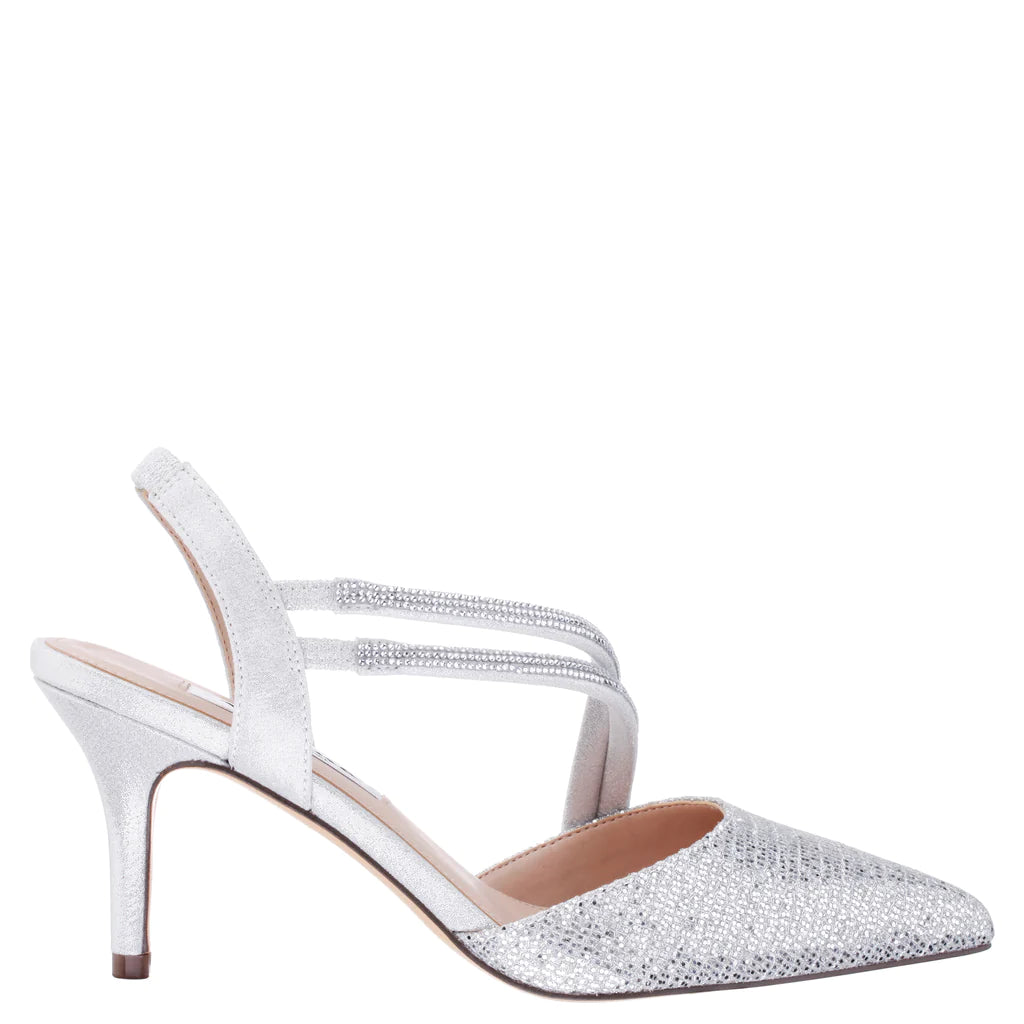 NINA SILVER TANSY LUSTER SATIN COURT HEELS