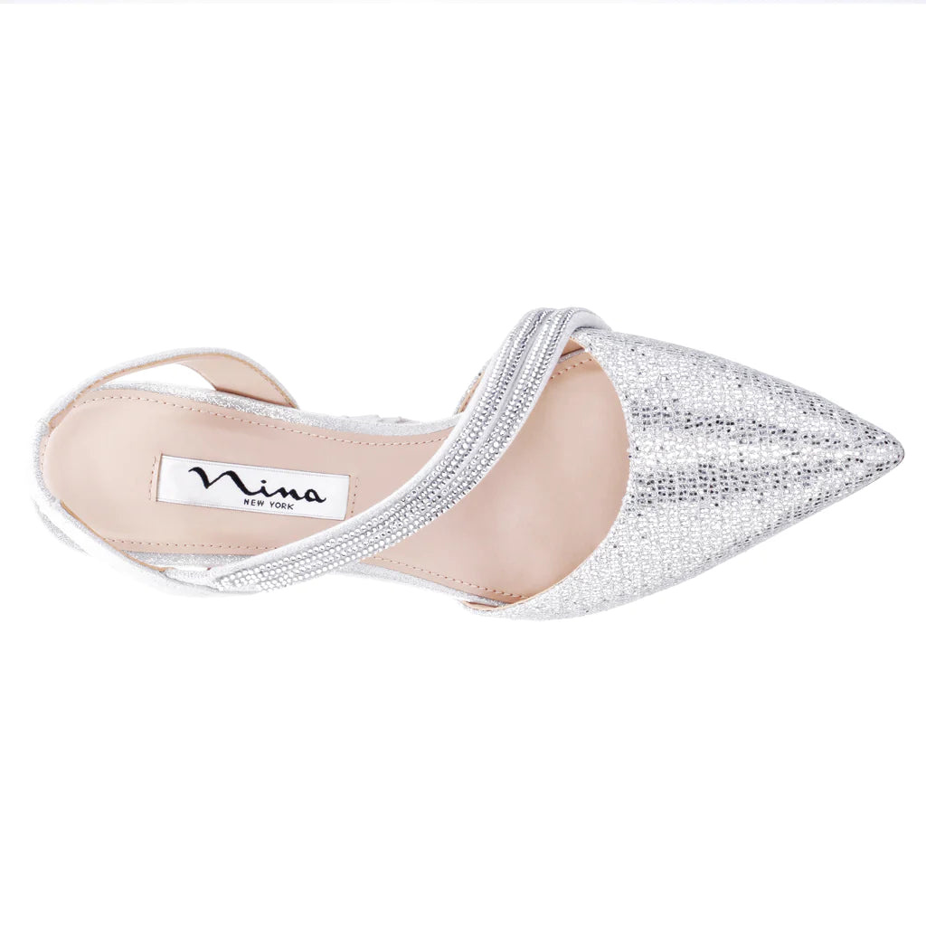 NINA SILVER TANSY LUSTER SATIN COURT HEELS