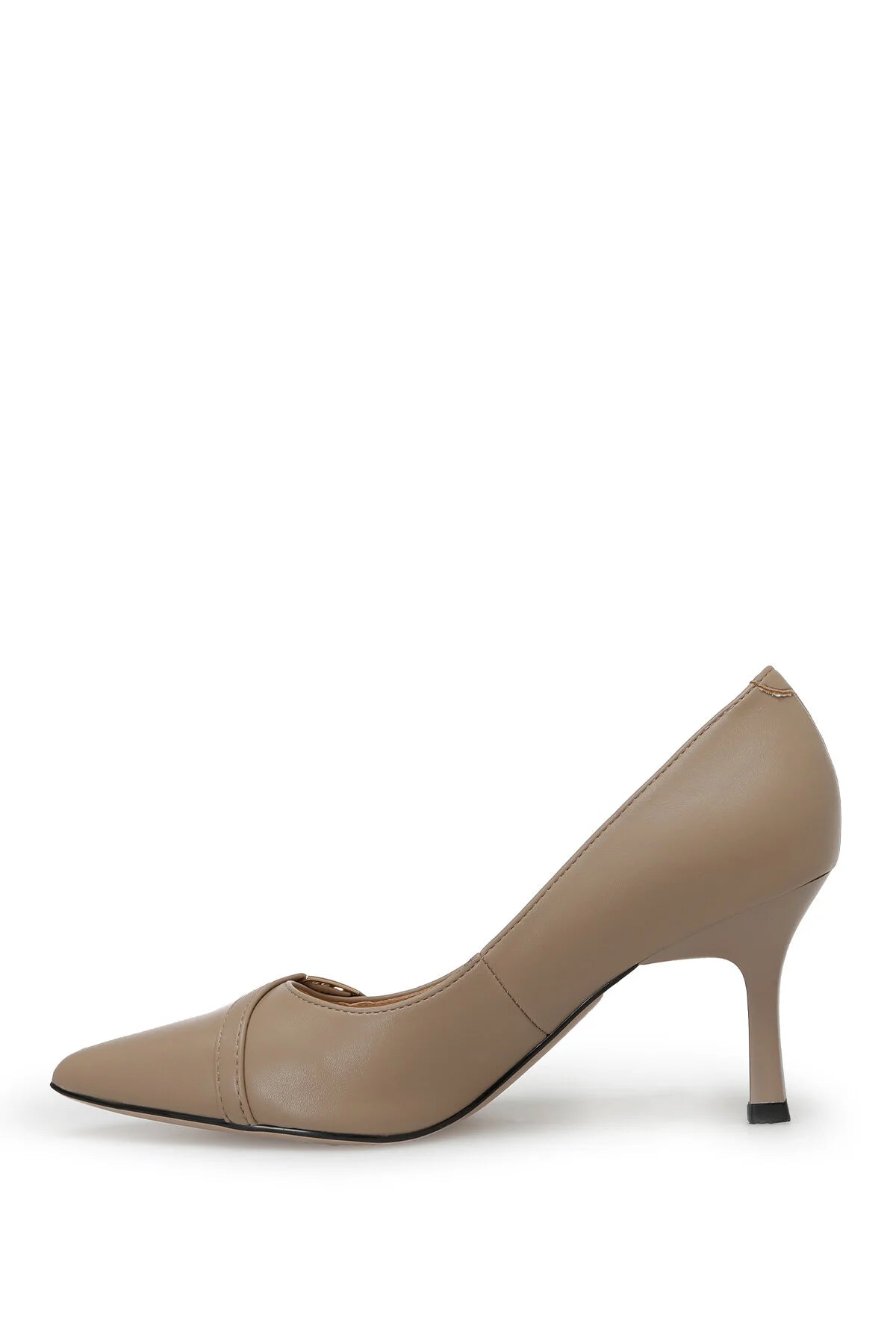 NINE WEST NUDE LEATHER NW DETAIL POINTED TOE PUMP