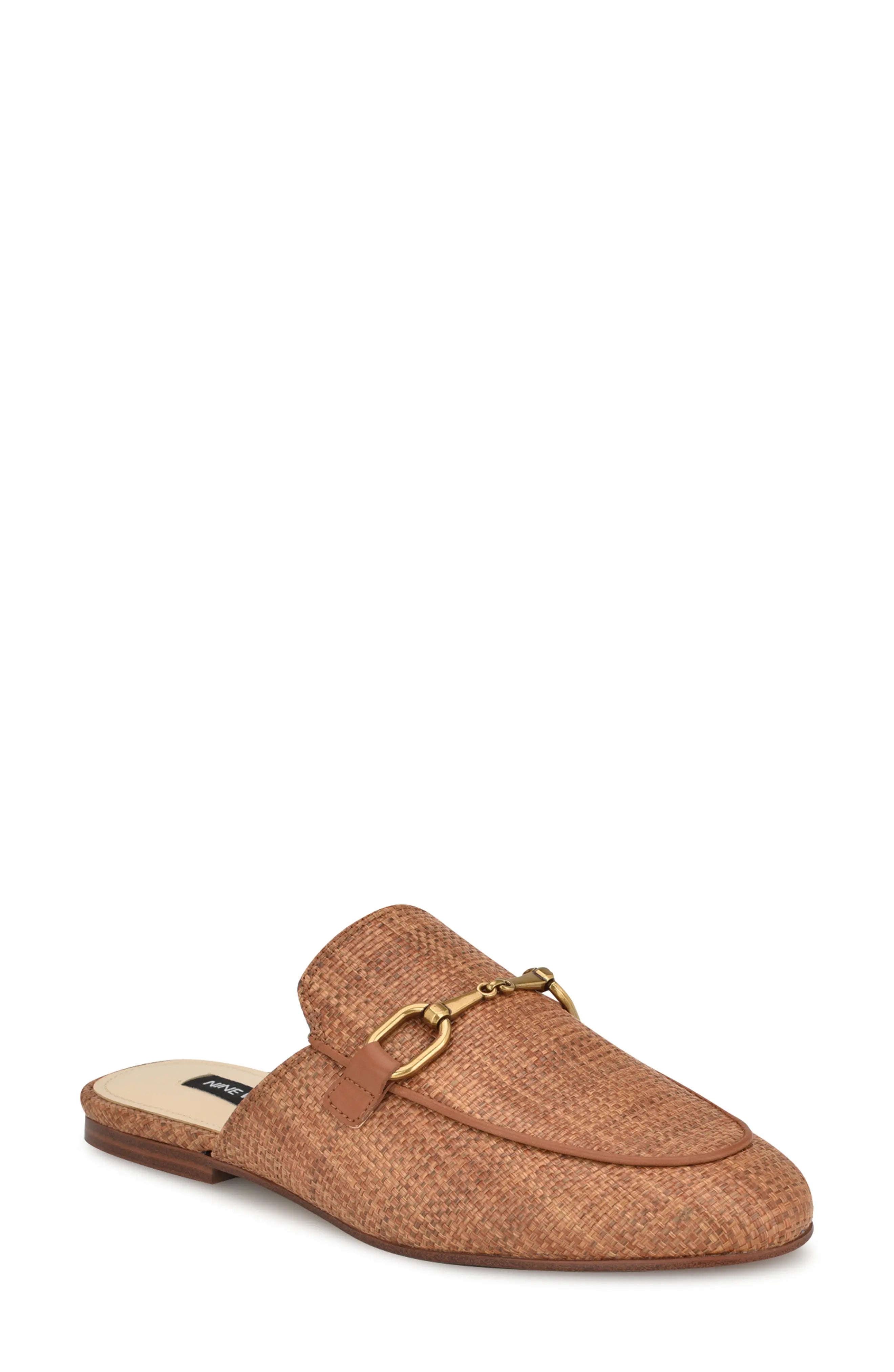 Nine West Faux Raffia Mule in Brown