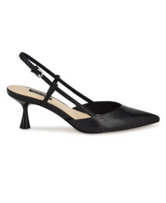 Nine West Leather Pointed Toe Slingback Pump in Black
