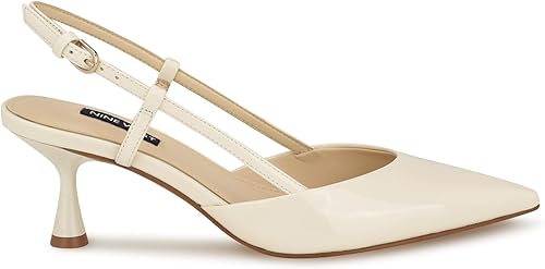 Nine West Patent Leather Pointed Slingbacks in White