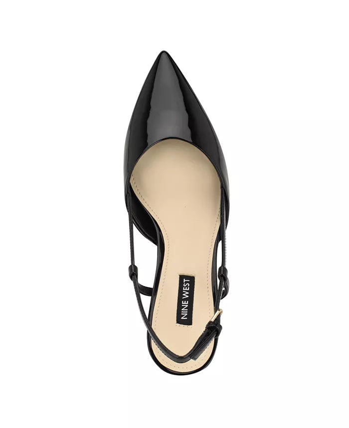 Nine West Patent Leather Pointed Toe Slingback Pump in Black