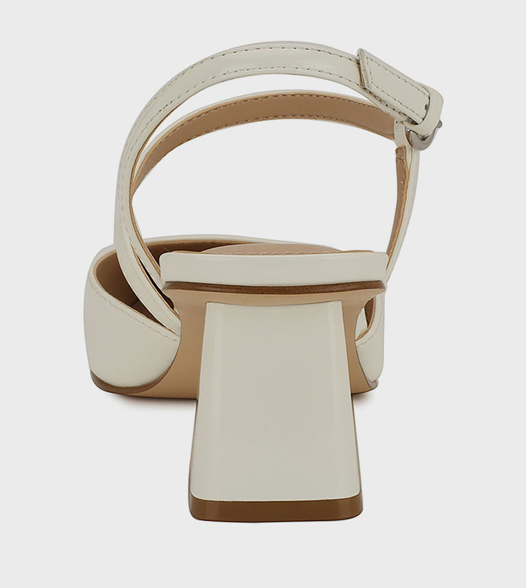 Nine West Pointed Toe Block Heel Slingback in Off White