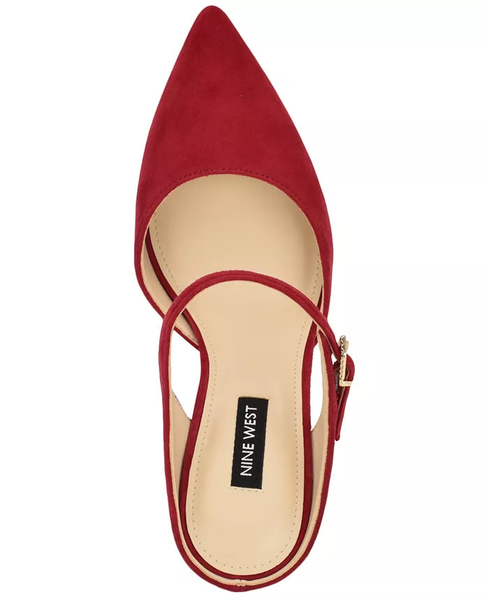 Nine West Pointed Toe Suede Mule in Red
