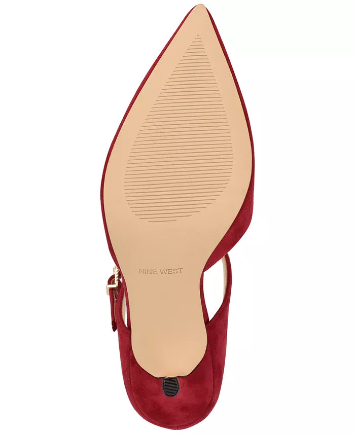 Nine West Pointed Toe Suede Mule in Red