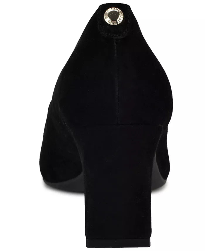Nine West Suede Pointed Toe Block Heel Pump in Black