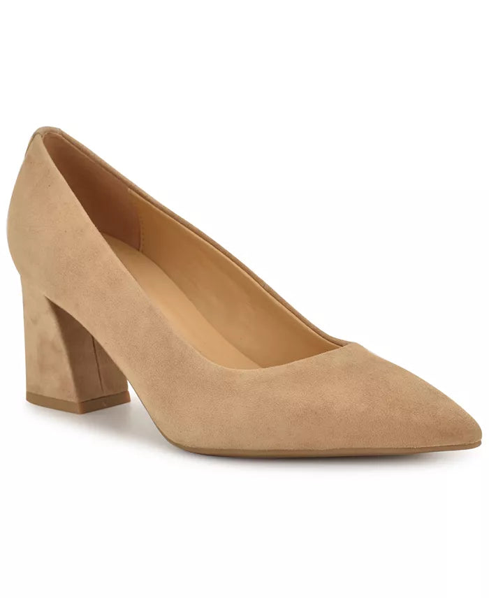 Nine West Suede Pointed Toe Block Heel Pump in Carton