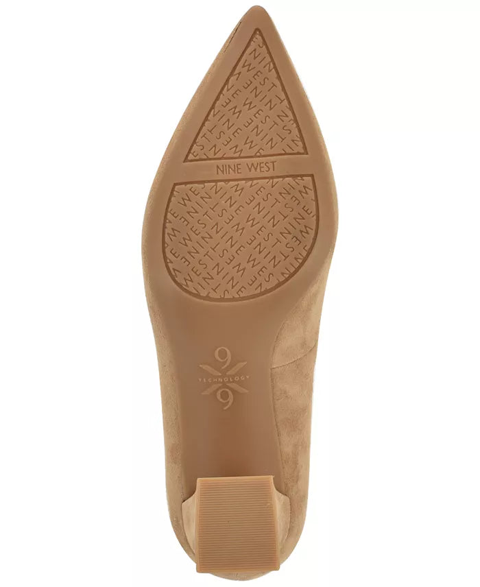 Nine West Suede Pointed Toe Block Heel Pump in Carton