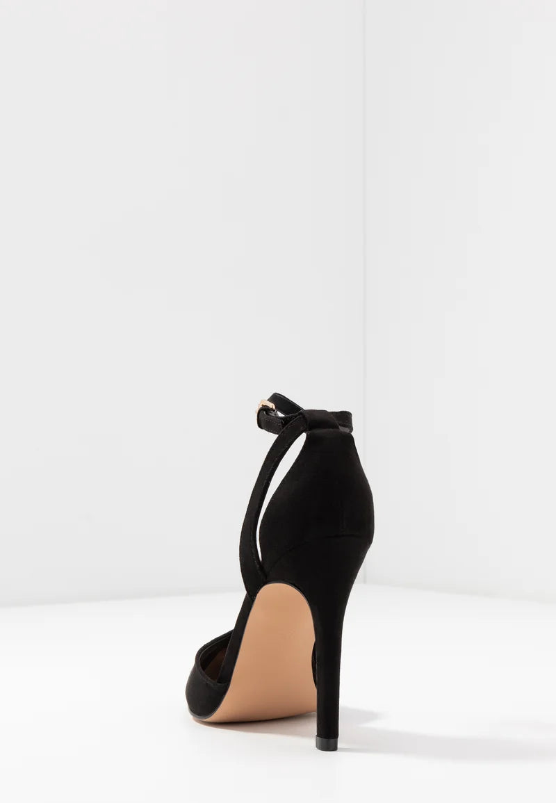 ONLY BLACK POINTED TOE ANKLE STRAP HEELS