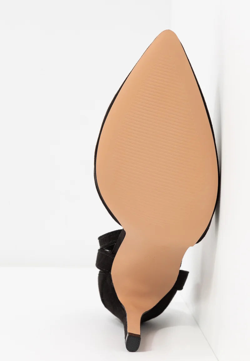 ONLY BLACK POINTED TOE ANKLE STRAP HEELS