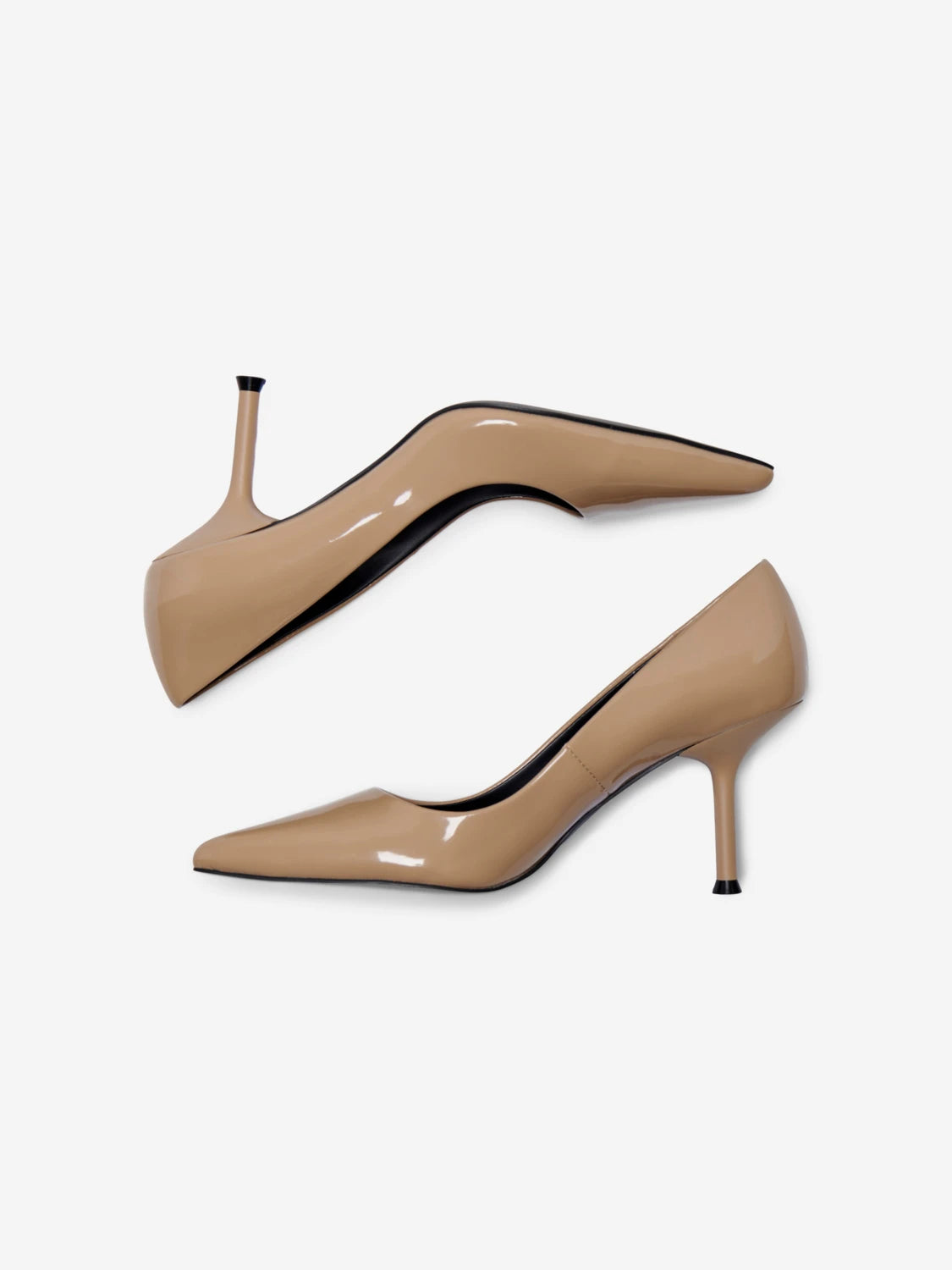 ONLY CARAMEL PATENT POINTED TOE HEELS