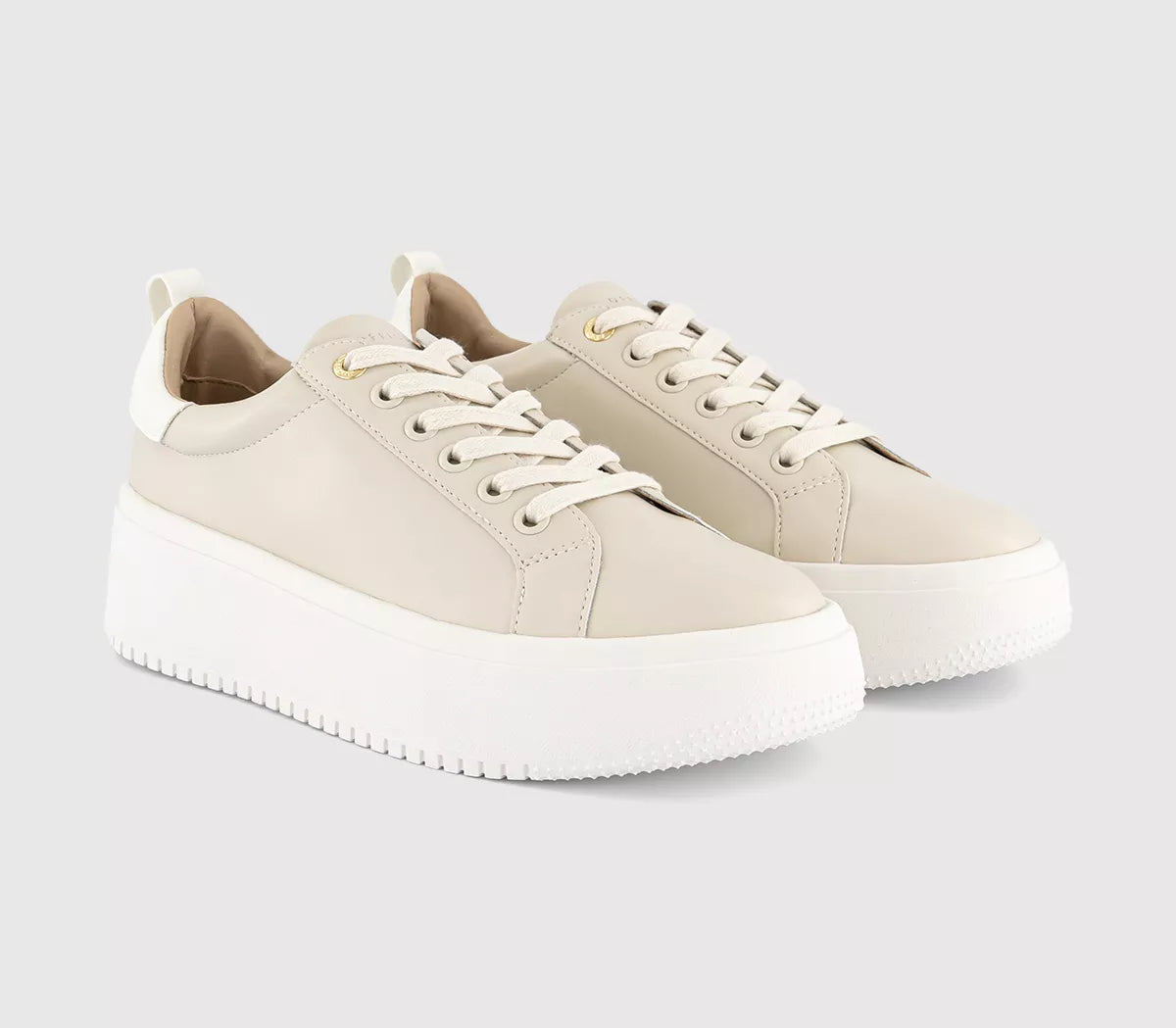 Office Lace-Up Sneakers in Beige