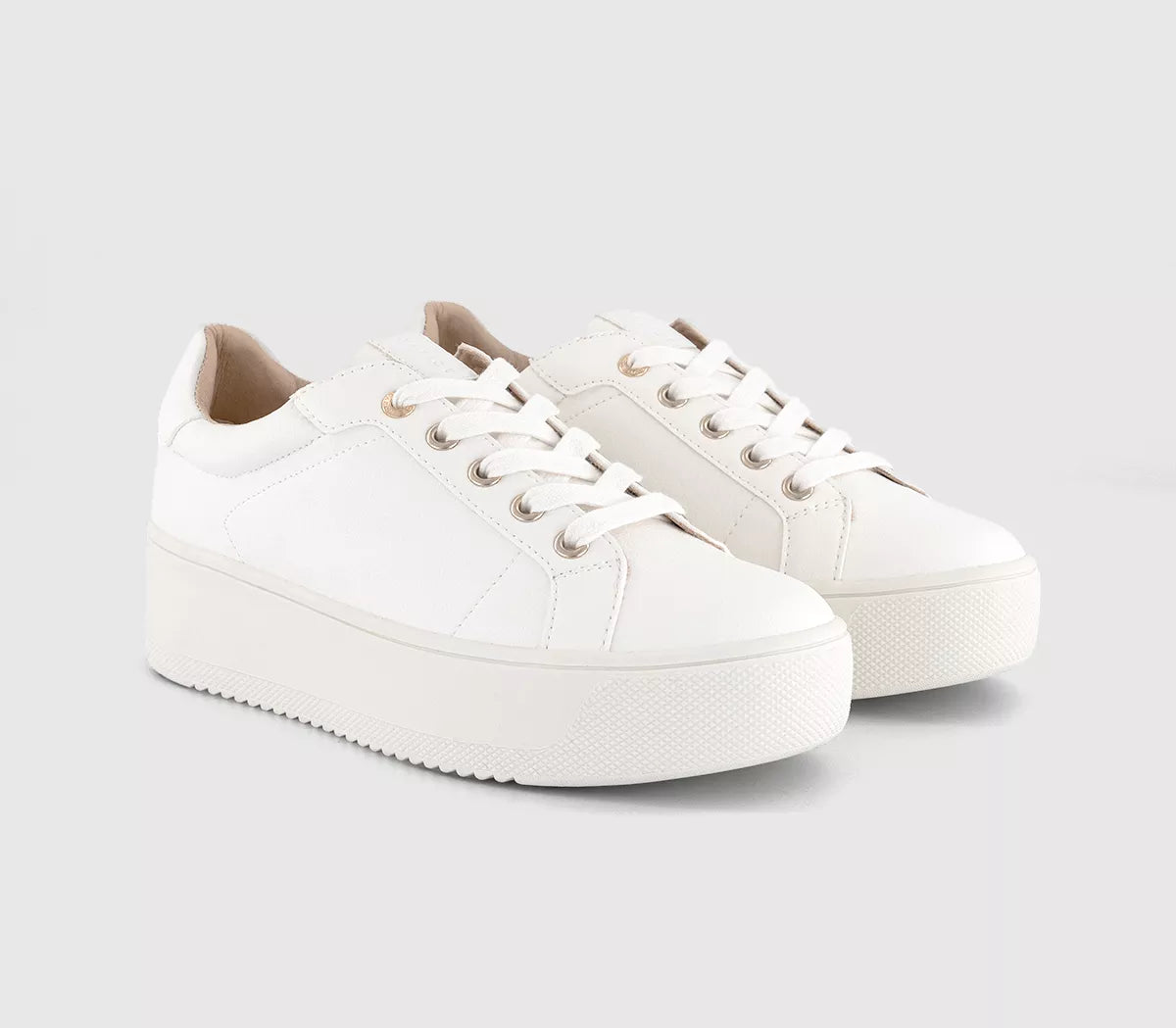 Office Platform Lace-Up Sneakers in White