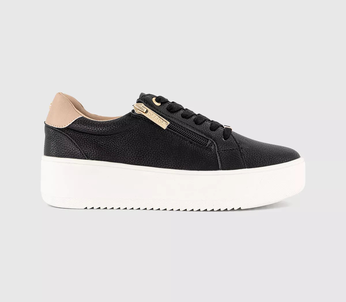 Office Platform Zip Detail Sneakers in Black