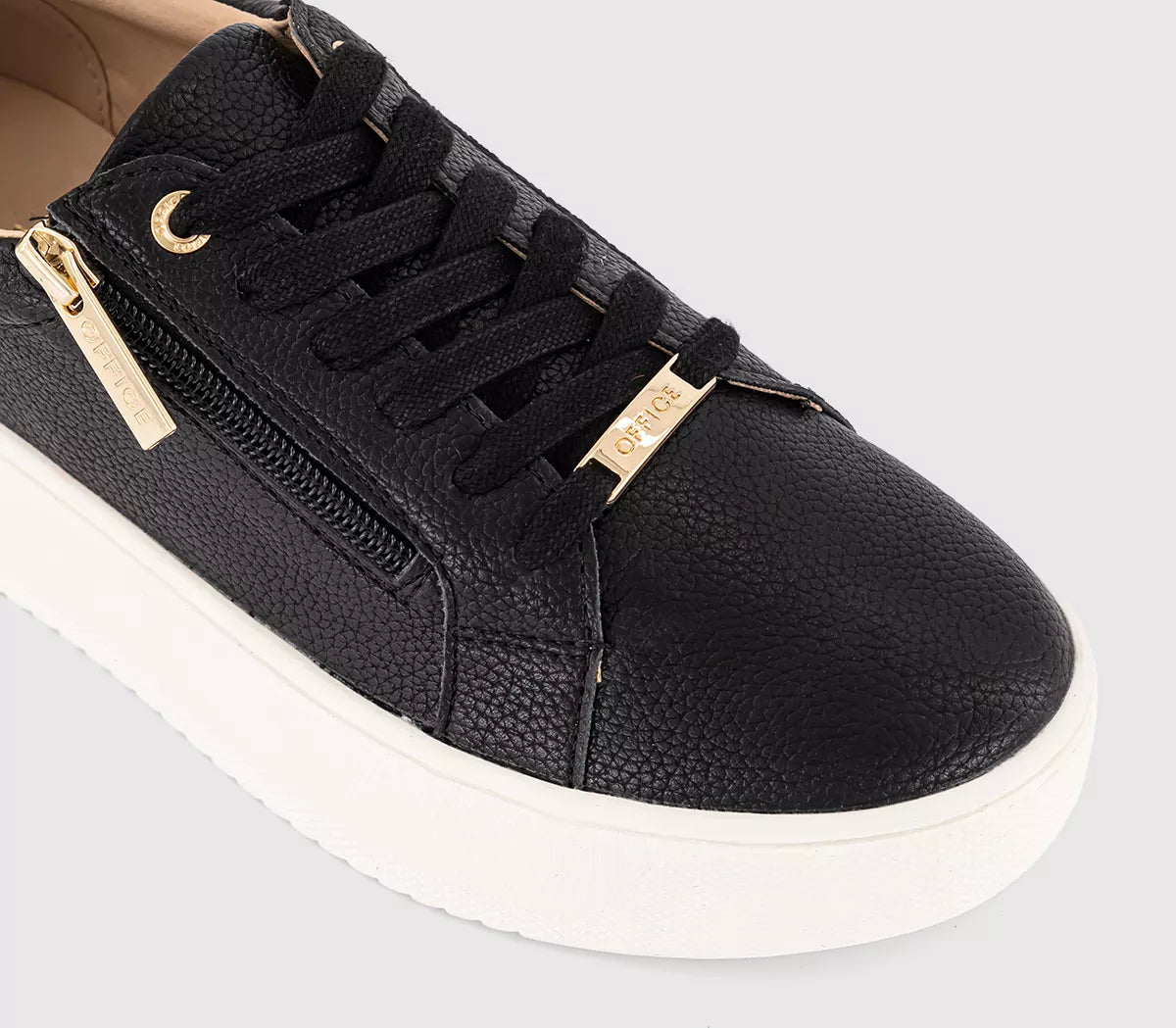 Office Platform Zip Detail Sneakers in Black