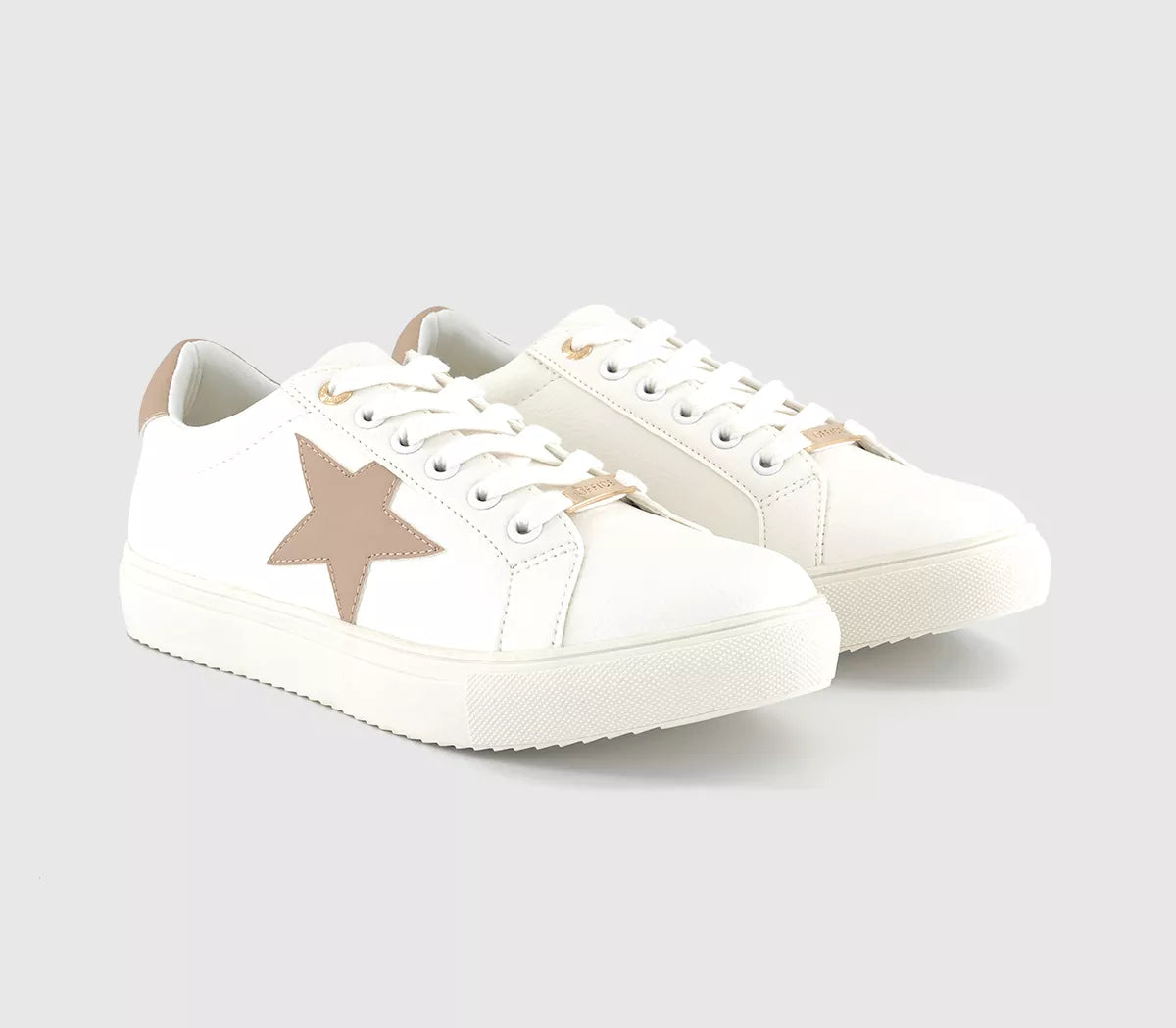 Office Star Detail Lace-Up Sneakers in White