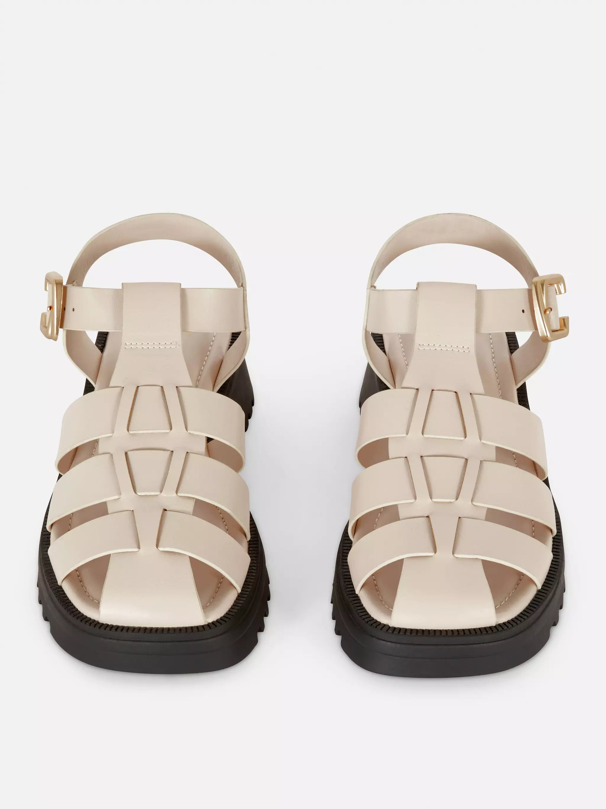 PRIMARK GREY FAUX LEATHER CHUNKY SANDAL
