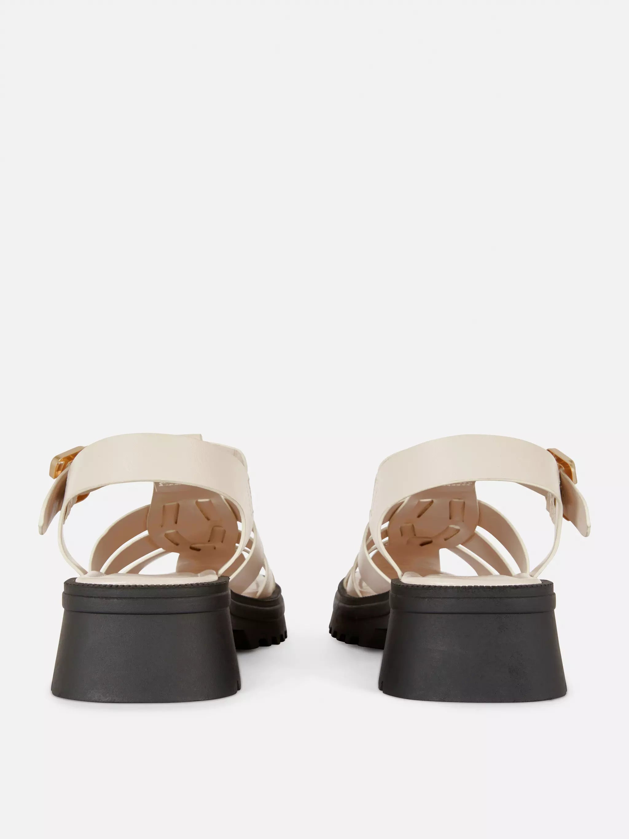 PRIMARK GREY FAUX LEATHER CHUNKY SANDAL