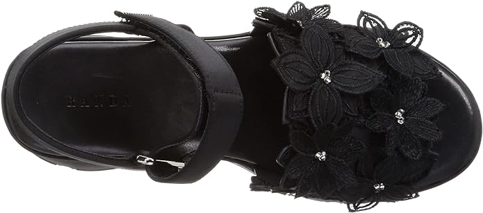 RANDA LACE DETAIL VELCRO SANDAL IN BLACK