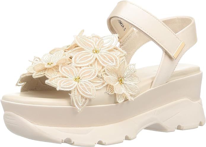 RANDA LACE DETAIL VELCRO SANDAL IN CREAM