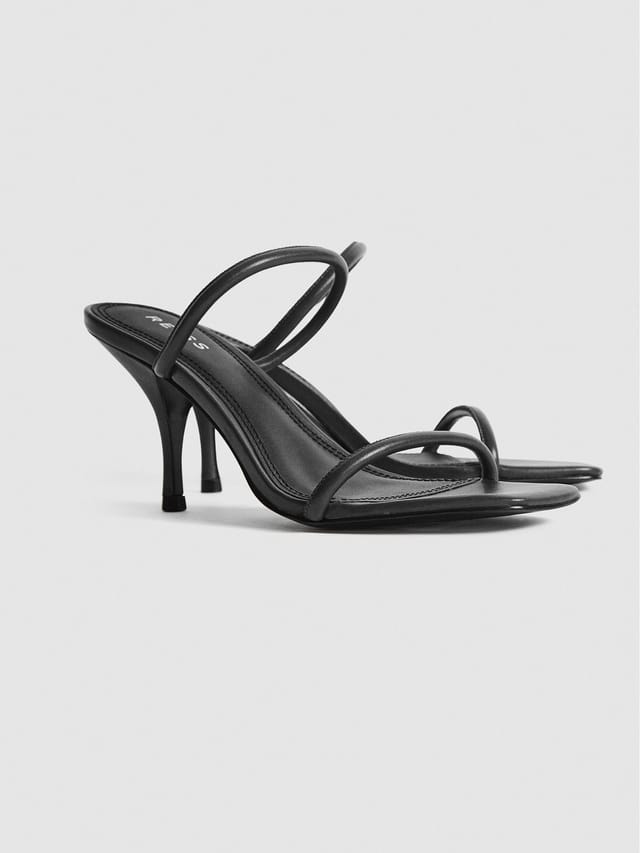 REISS BLACK LEATHER STRAPPY MULE