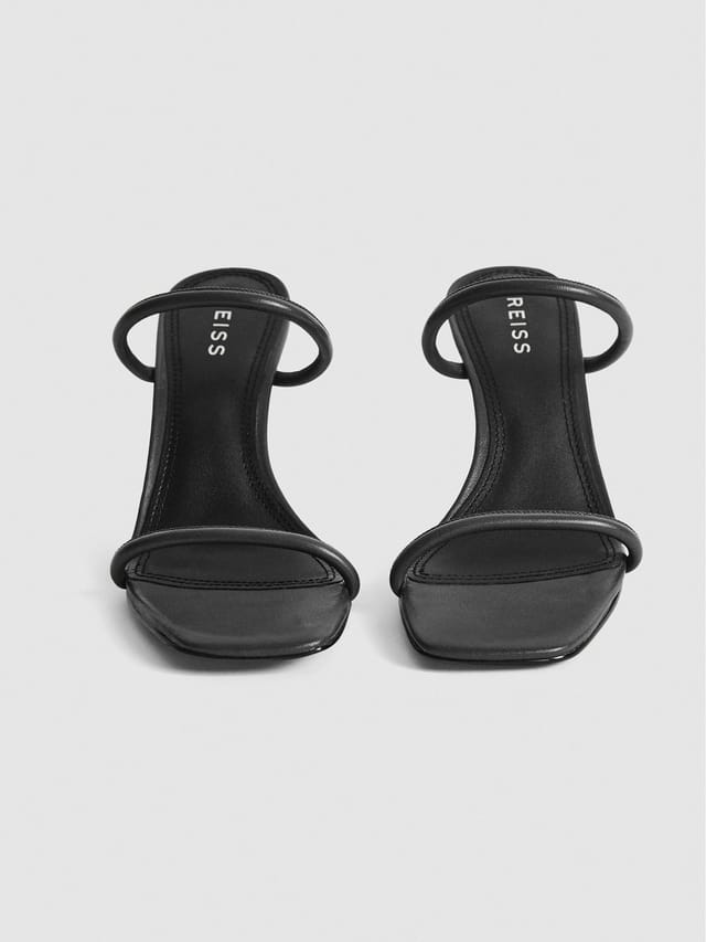REISS BLACK LEATHER STRAPPY MULE