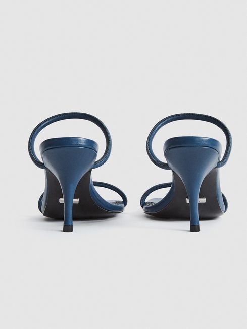 REISS NAVY LEATHER STRAPPY MULE