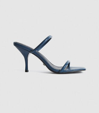 REISS NAVY LEATHER STRAPPY MULE