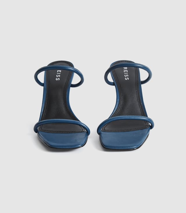 REISS NAVY LEATHER STRAPPY MULE
