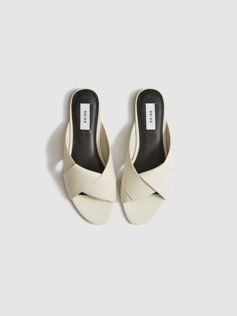REISS OFF-WHITE CROSS STRAP SLIDE