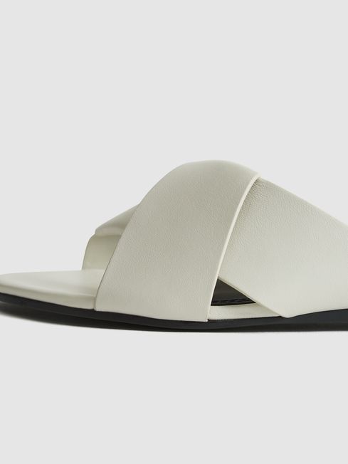REISS OFF-WHITE CROSS STRAP SLIDE