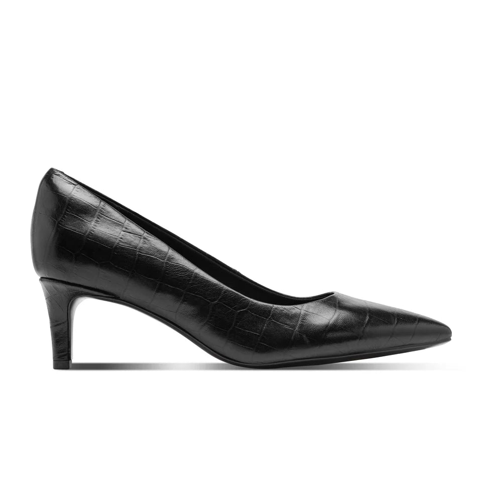 Rockport Faux Croc Pointed Toe Pump in Black