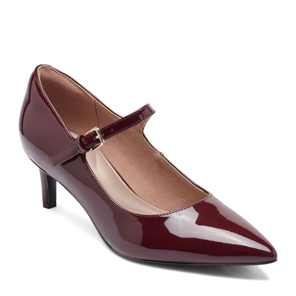 Rockport Patent Leather Maryjane Pointed Toe Pump in Burgundy