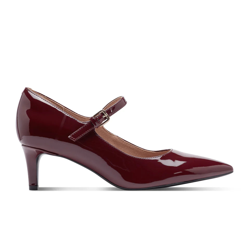 Rockport Patent Leather Maryjane Pointed Toe Pump in Burgundy