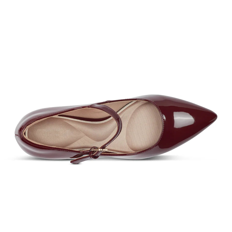 Rockport Patent Leather Maryjane Pointed Toe Pump in Burgundy