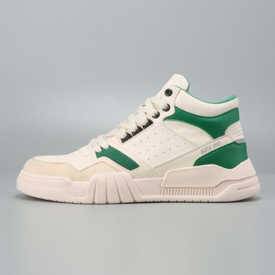 SEMIR UNISEX LACE-UP SNEAKERS IN WHITE/GREEN