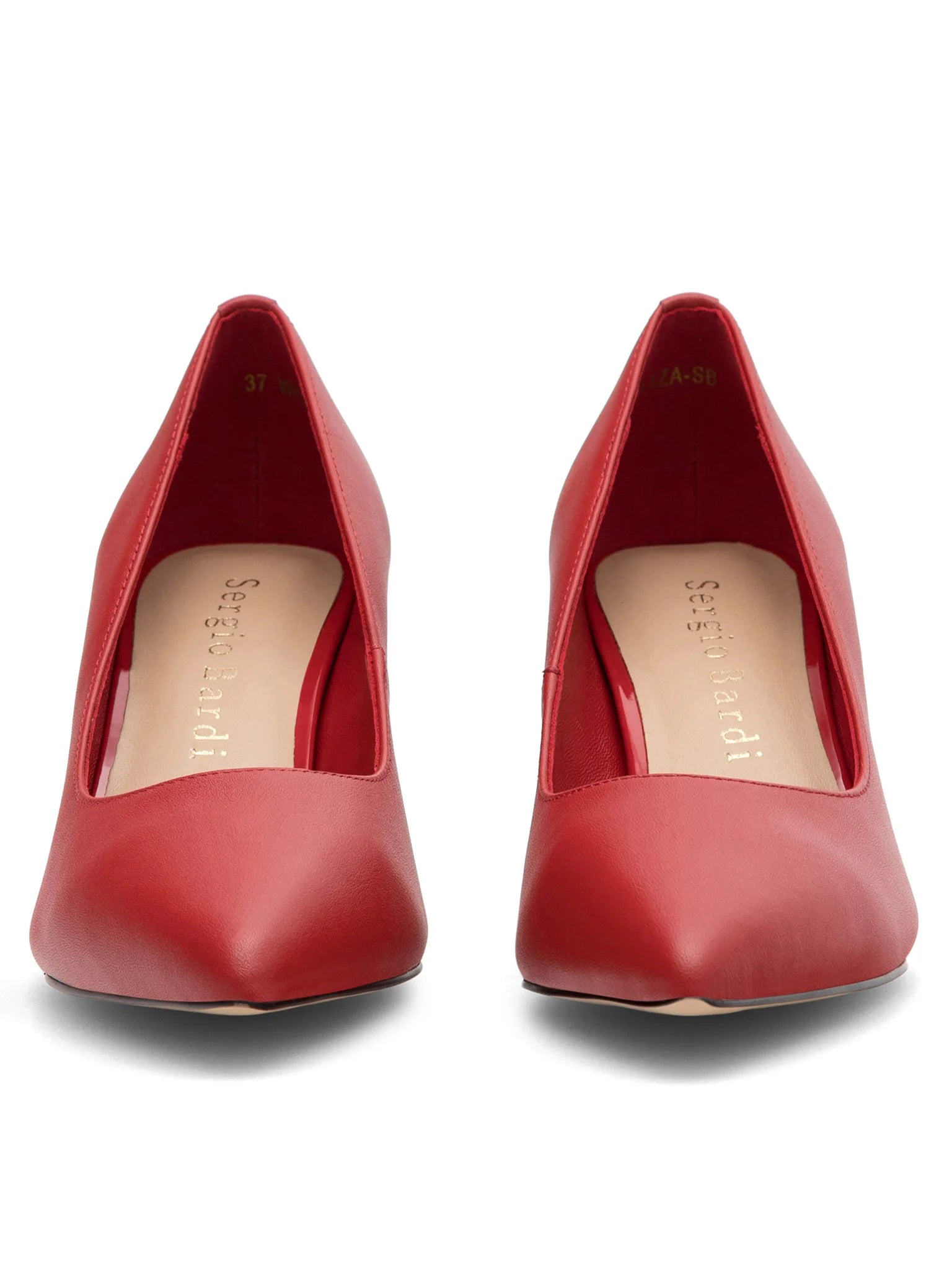 SERGIO BARDI POINTED TOE LEATHER PUMP IN RED