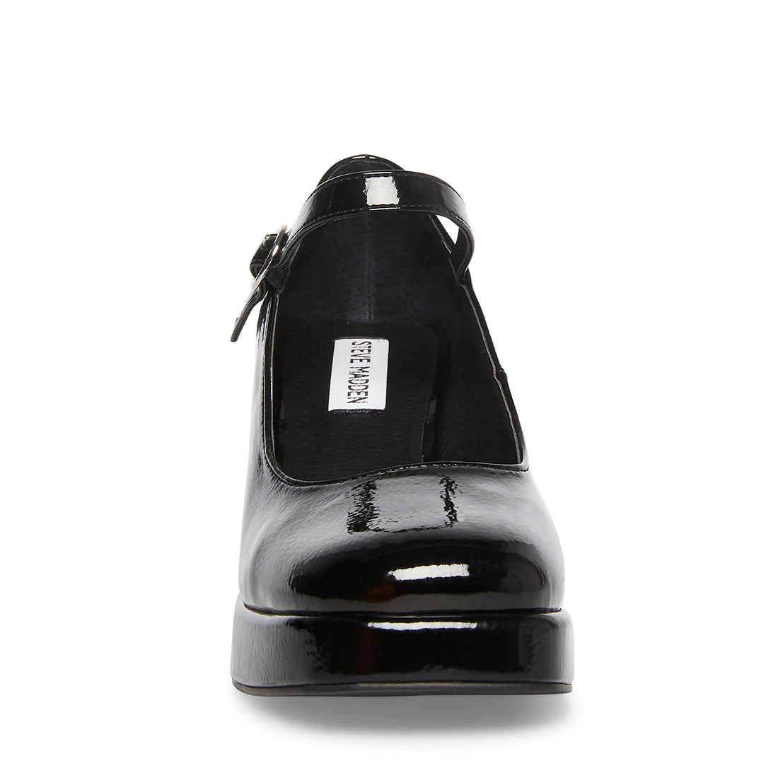STEVE MADDEN BLACK CRINKLE PATENT LEATHER MARYJANES