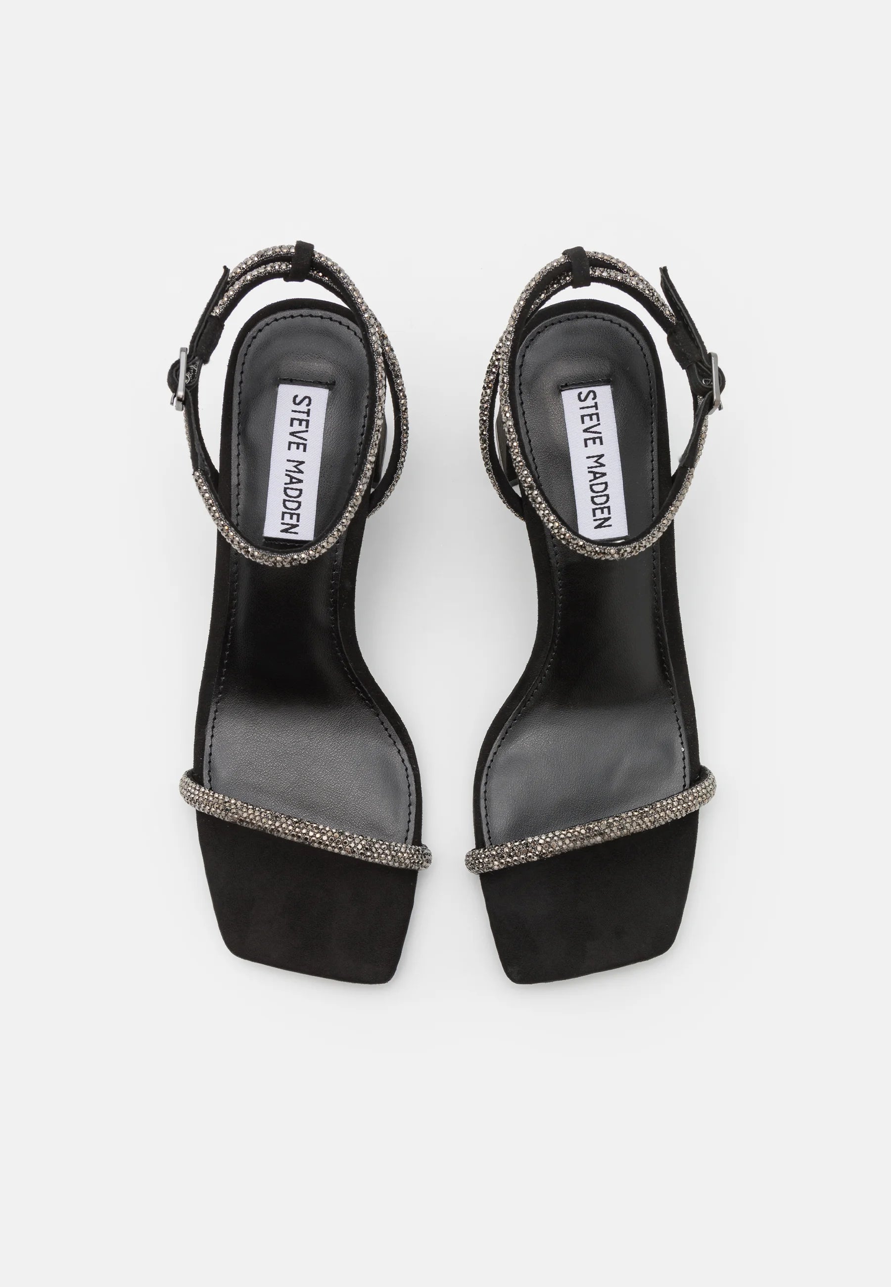 STEVE MADDEN BLACK EMBELLISHED STRAP WRAP-AROUND BLOCK HEEL
